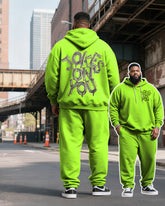 Big & Tall Men's Fluorescent Green JOKES ON YOU Alphabet Print Hoodie Set